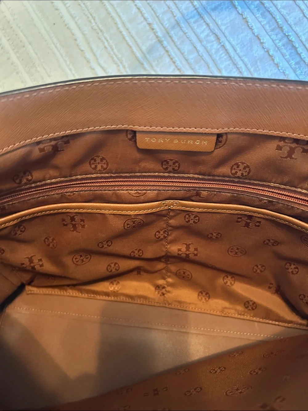 Tory Burch Brown Leather Tote Laptop Bag